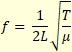 formula for the fundamental frequency of vibrating string